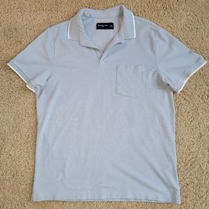 Abercrombie & Fitch Polo - XL - Light Blue, Button-less, Open
